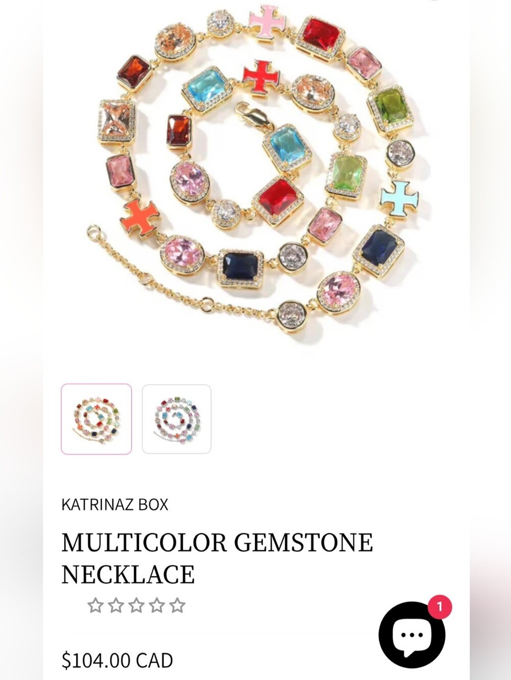 Multicolor Gemstone Necklace - Gold Chain